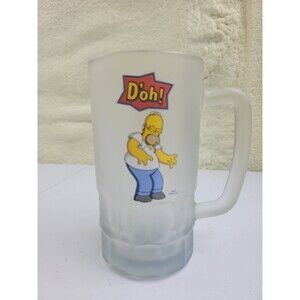 The Simpsons Homer Simpson Frosted Mug Glass Beer Stein 2002 Fox "D'oh!" VGC VTG